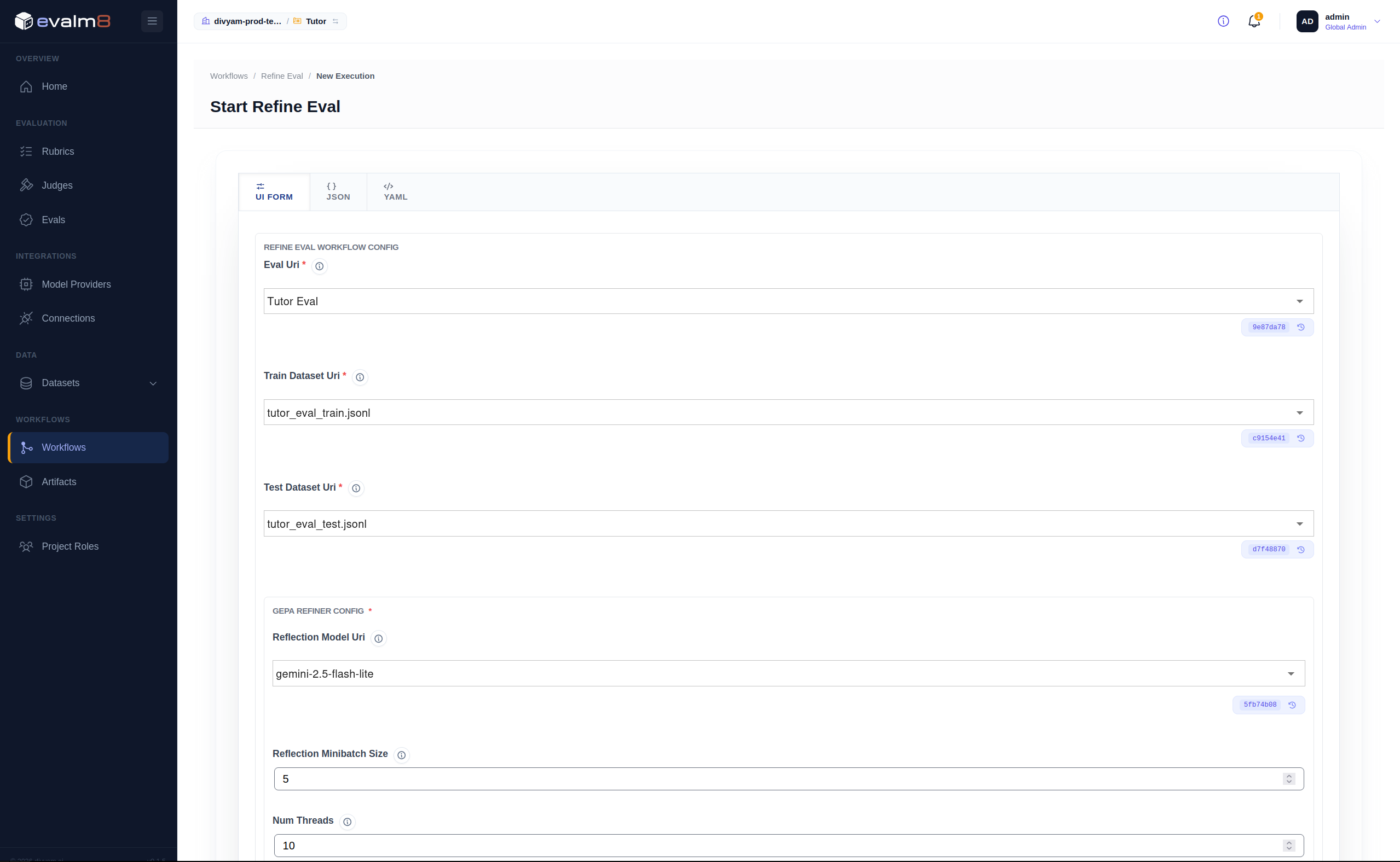 Start Refine workflow